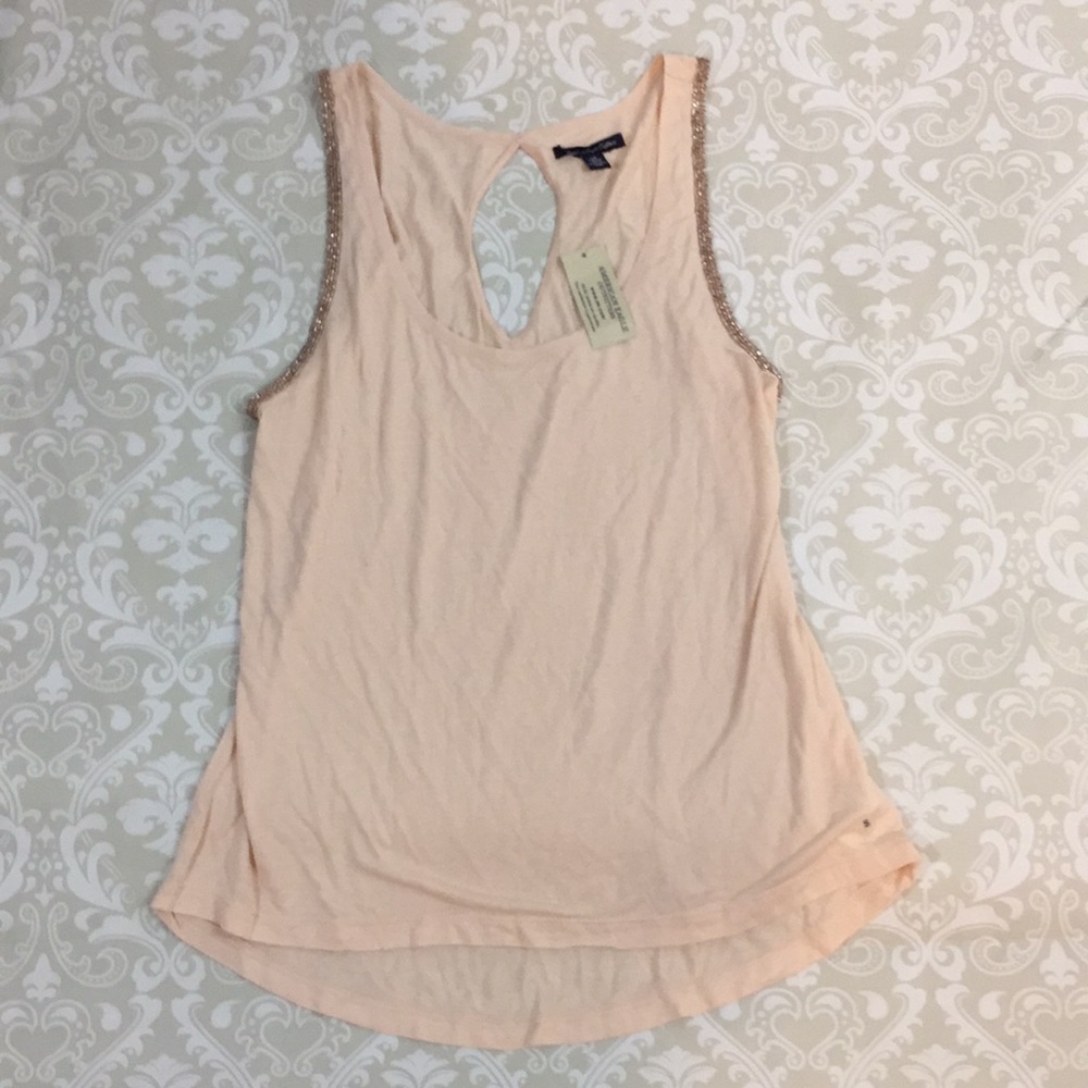 American Eagle Blush Pink Beaded Tank